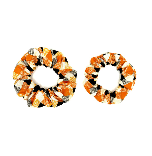 Pumpkin Plaid Hair Scrunchie