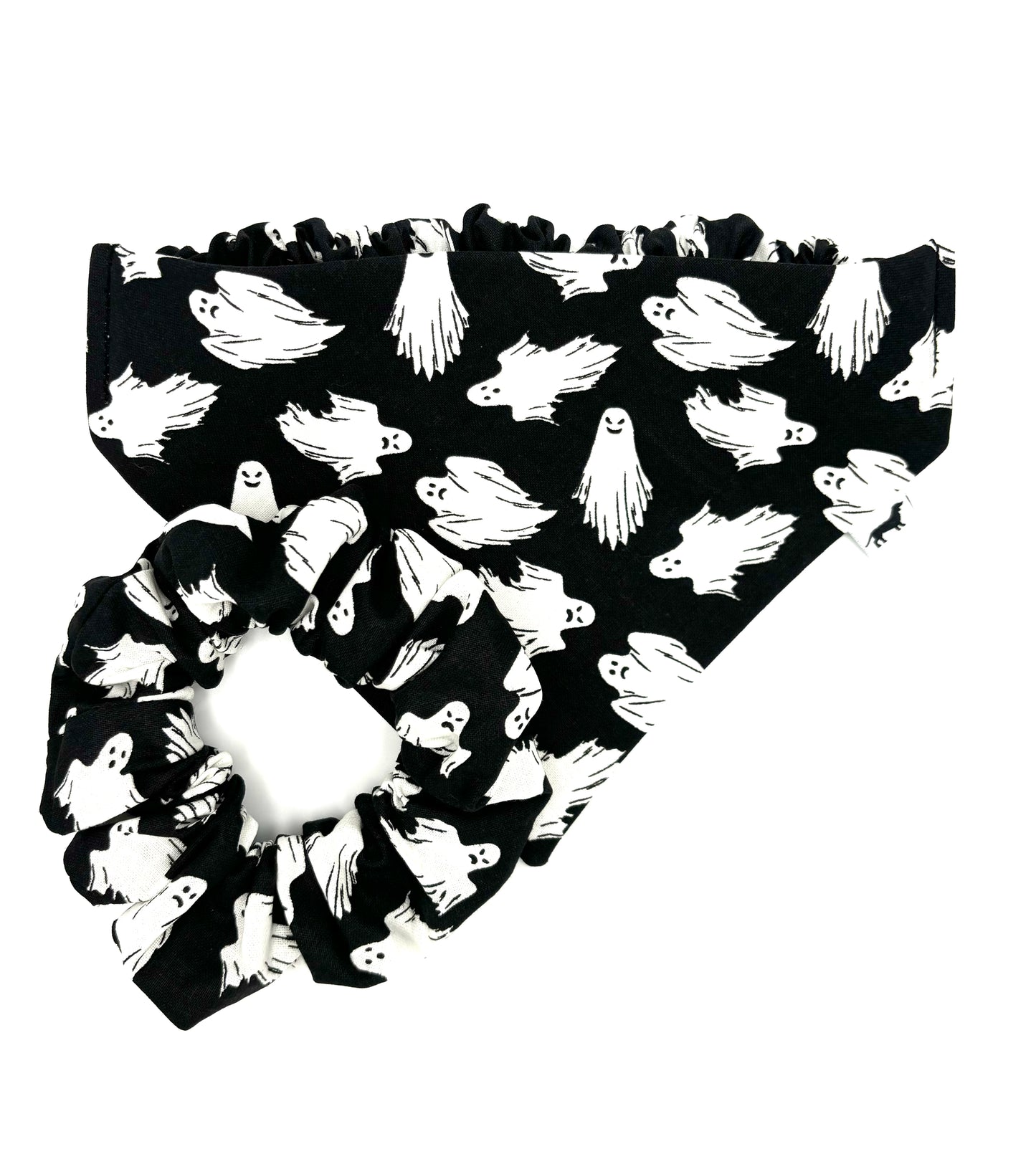 Peek-a-BOO Black Scrunchie Dog Bandana
