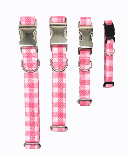 Pink Plaid Dog Collar