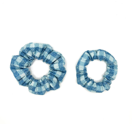 Blue Plaid Hair Scrunchie