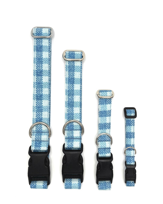 Blue Plaid Dog Collar