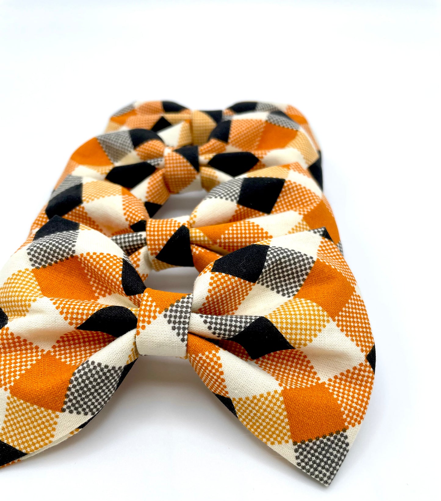 Pumpkin Plaid Dog Bow Ties