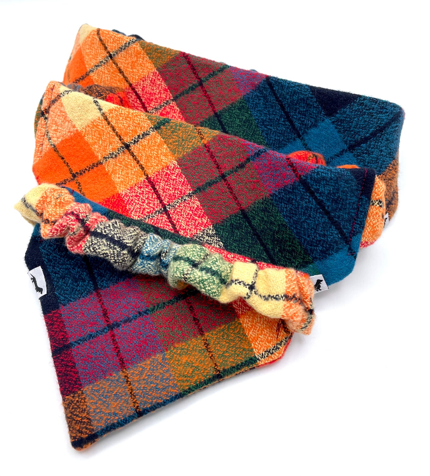 Kaleidoscope Plaid Scrunchie Dog Bandana