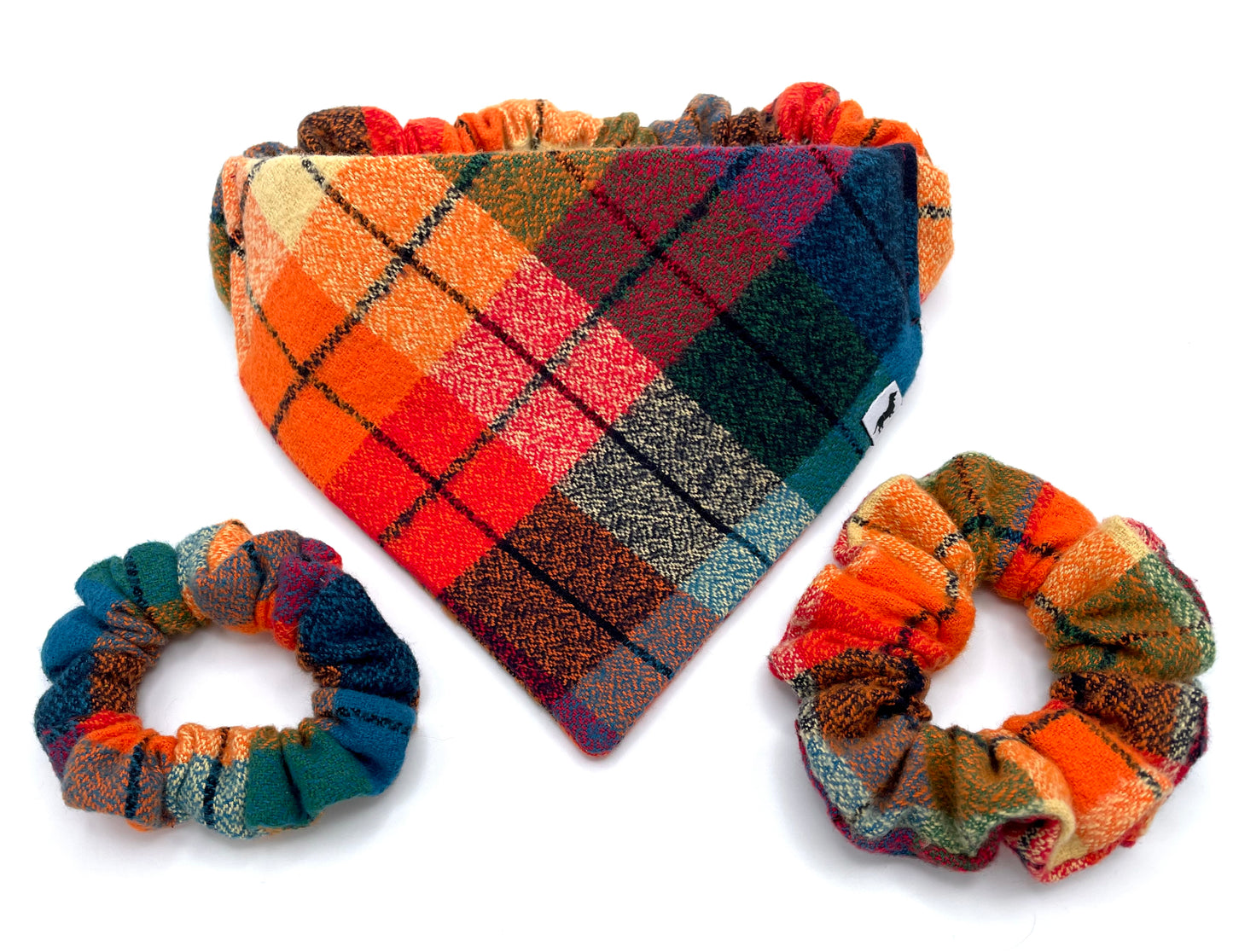 Kaleidoscope Plaid Scrunchie Dog Bandana