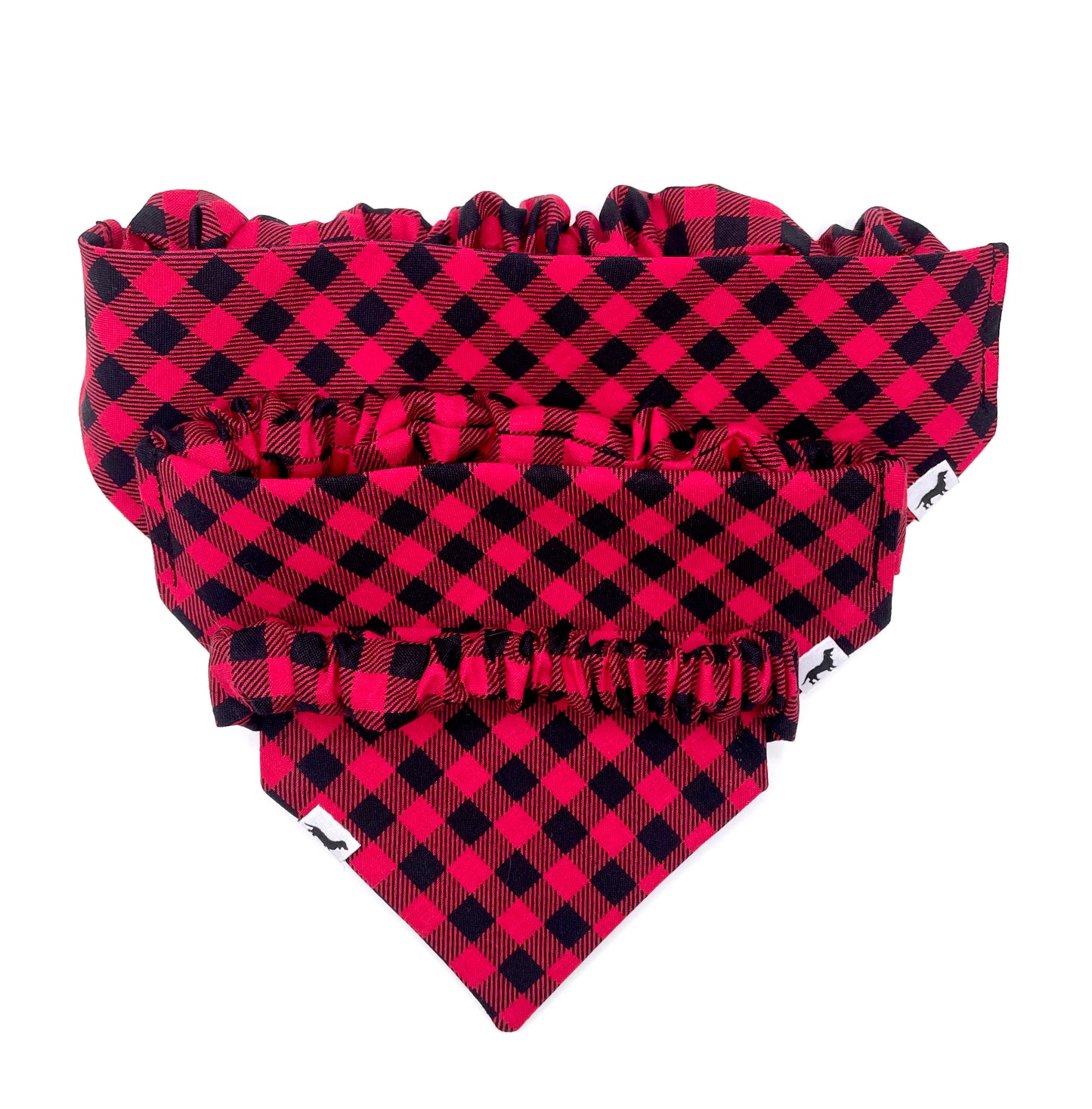 Red Buffalo Plaid Scrunchie Dog Bandana