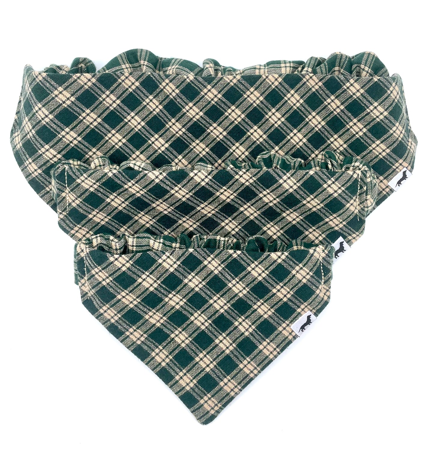 Pine Tree Plaid Scrunchie Dog Bandana