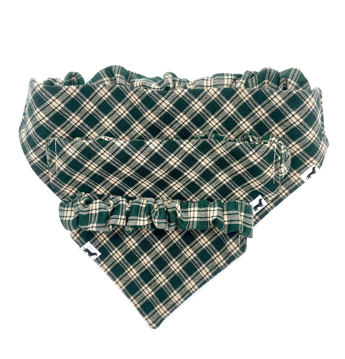 Pine Tree Plaid Scrunchie Dog Bandana