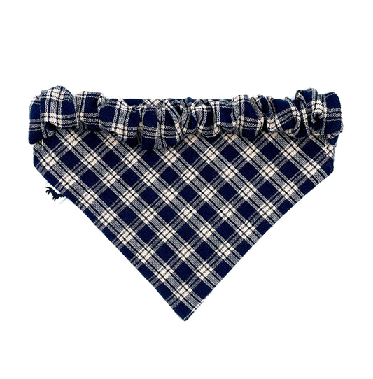Navy & Tan Plaid Dog Bandana