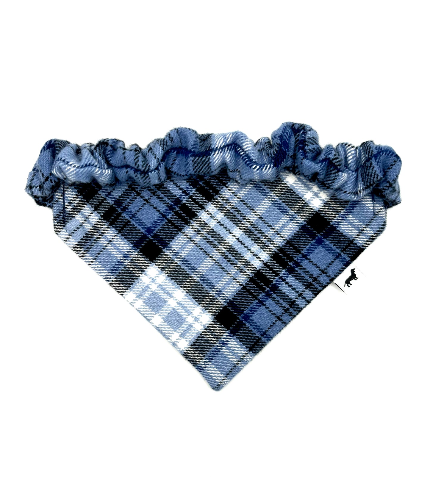 Blue Blizzard Plaid Scrunchie Dog Bandana