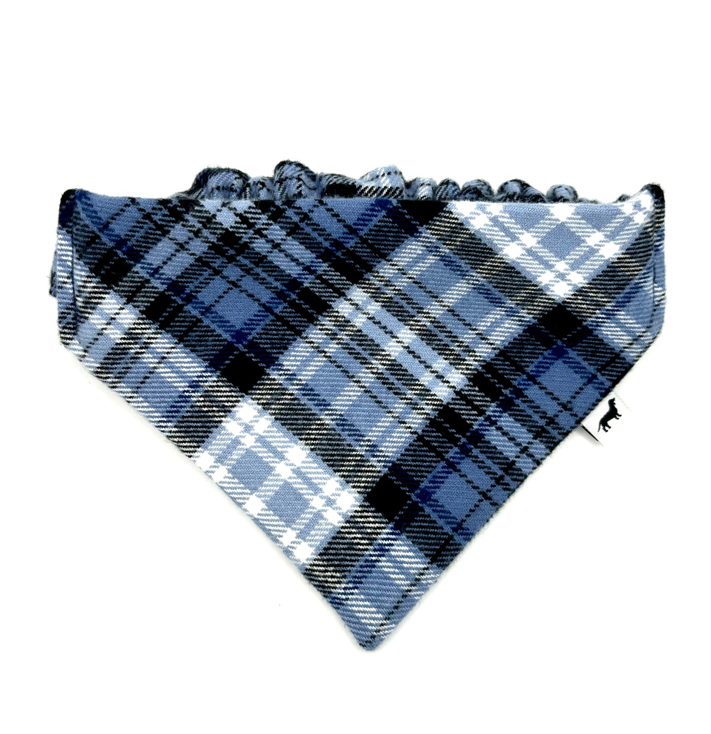 Blue Blizzard Plaid Scrunchie Dog Bandana