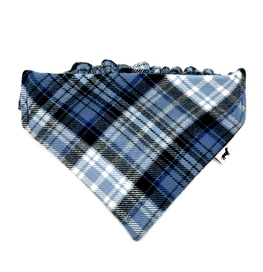 Blue Blizzard Plaid Scrunchie Dog Bandana