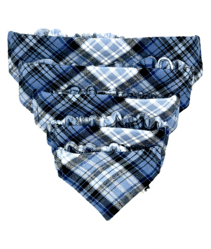 Blue Blizzard Plaid Scrunchie Dog Bandana