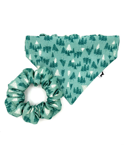 Teal Winter Woods Dog Bandana