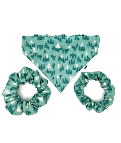 Teal Winter Woods Dog Bandana