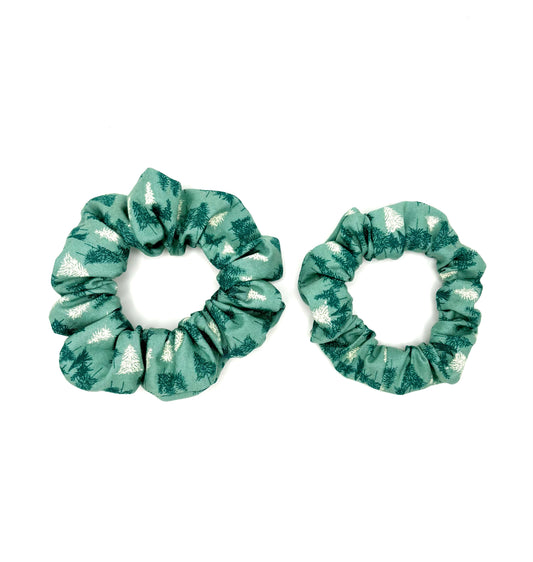 Teal Winter Woods Hair Scrunchie