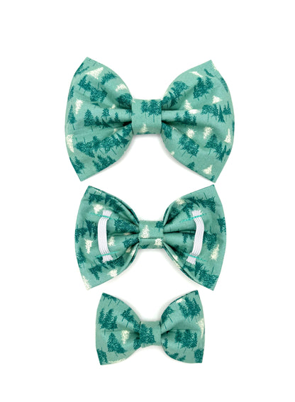 Teal Winter Woods Dog Bow Ties