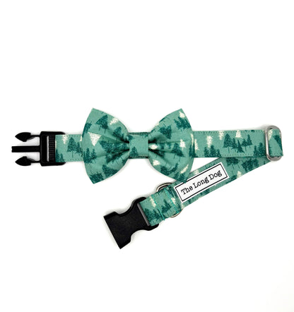 Teal Winter Woods Dog Bow Ties