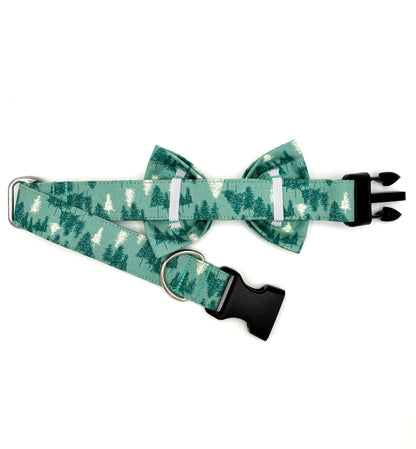 Teal Winter Woods Dog Bow Ties