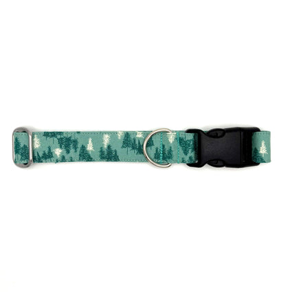 Teal Winter Woods Dog Collar