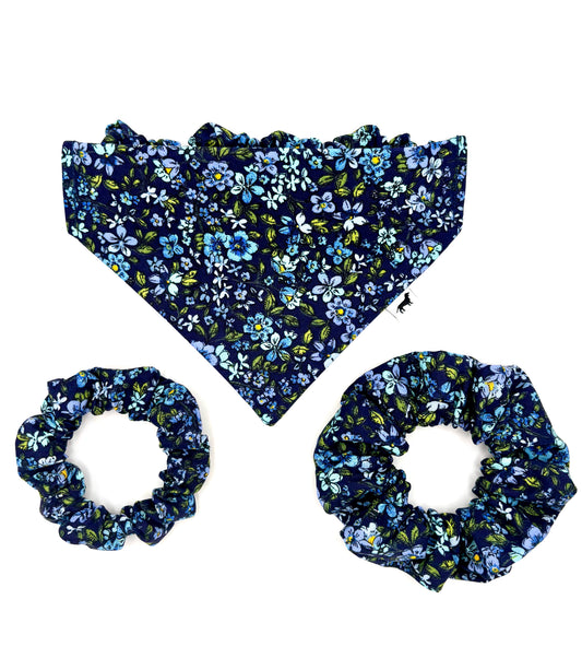 Blue Blossom Hair Scrunchie