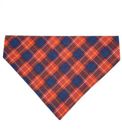 Orange & Blue Plaid Over the Collar Bandana