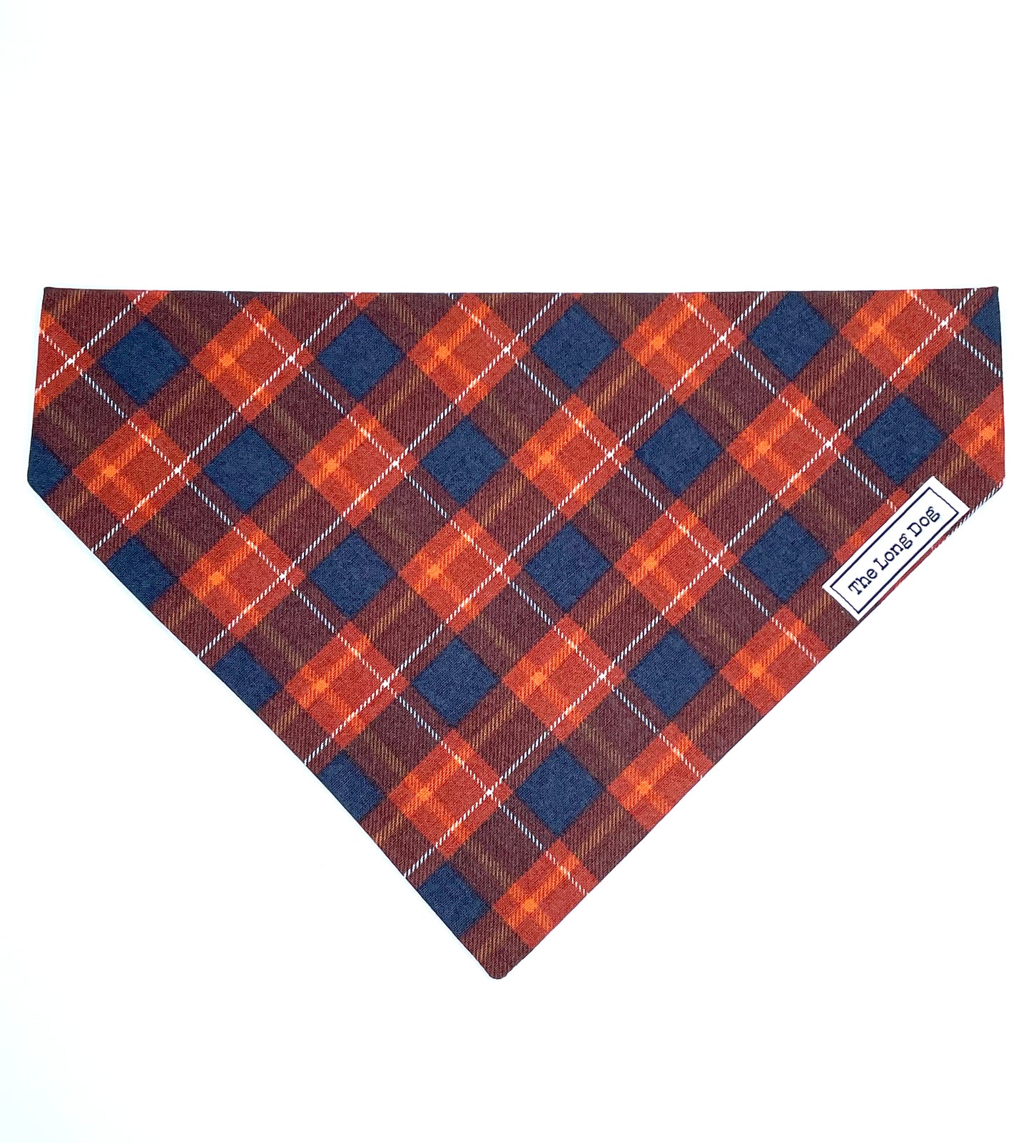 Orange & Blue Plaid Over the Collar Bandana