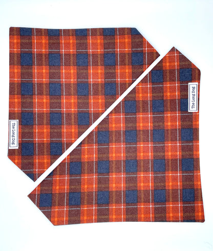 Orange & Blue Plaid Over the Collar Bandana