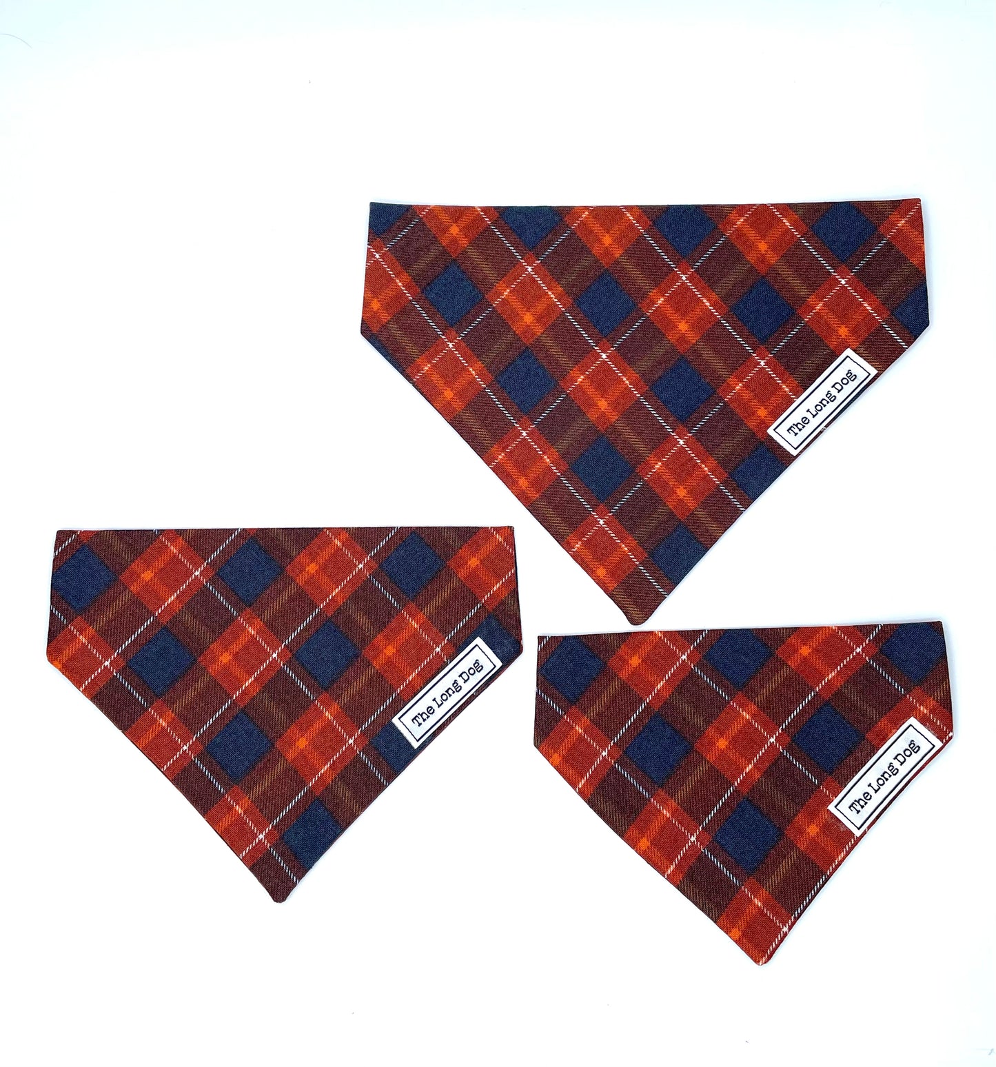 Orange & Blue Plaid Over the Collar Bandana